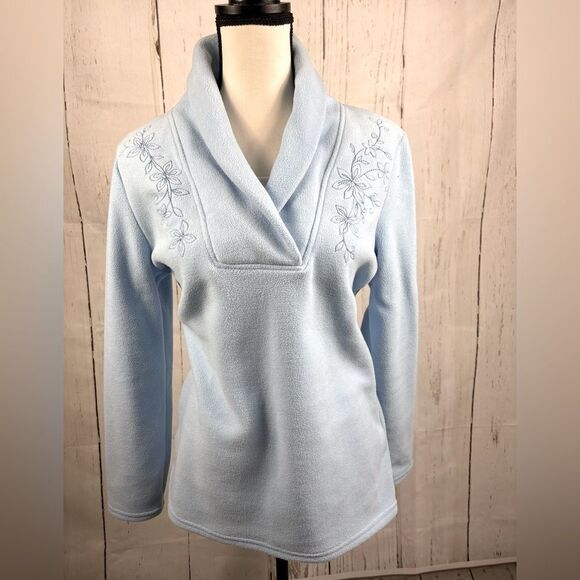 ‼️final must bundle‼️ Basic Editions Plush Pullover Shawl Collar Blue - Picture 1 of 5